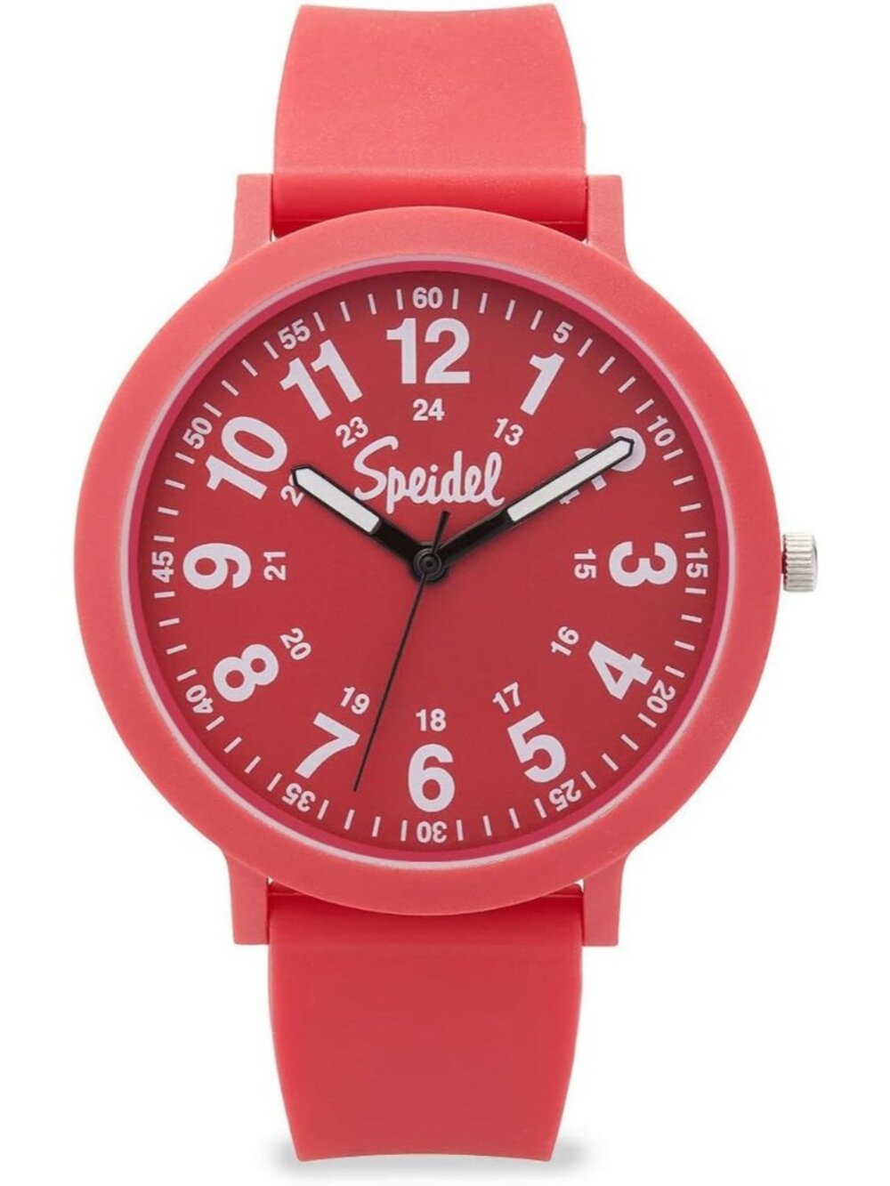 Women's Red Eco Color Pop Plastic with Recyclable Silicone Strap Wrist Watch